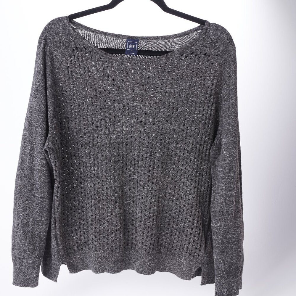 Gap Gray Sweater Open Dots Size Medium
